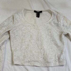 Forever21 Elegant White Flowers Women's Top